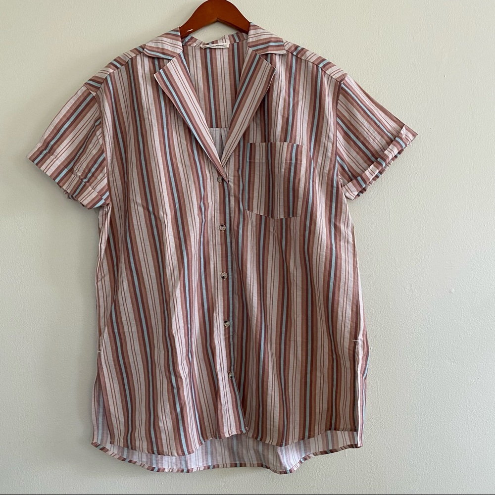NWOT Free People Oversized Short Sleeve Button Down Tunic‎ Top M